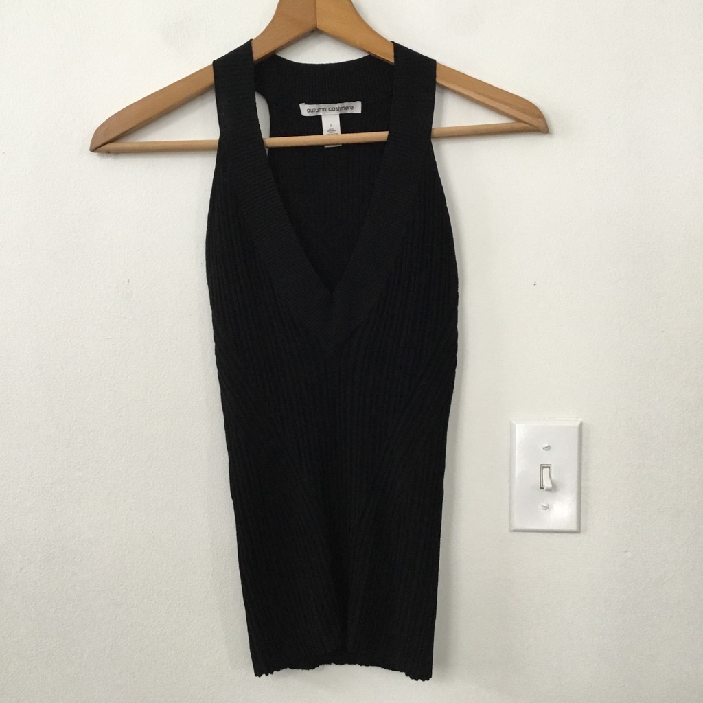 Autumn Cashmere Rib Sleeveless Halter Top Black
